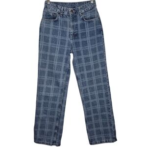 Free People The Ragged Priest Plaid Denim Jeans Size 26